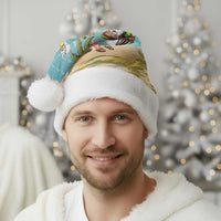 Jamaica Christmas Santa Hat with Rasta Santa Snowman Hammock Angel Palm Trees and Tropical Beach Design - Wonder Print Shop