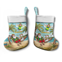 Jamaica Christmas Stocking with Rasta Santa Snowman Hammock Angel Palm Trees and Tropical Beach Design - Wonder Print Shop