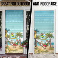 Jamaica Christmas Door Cover with Rasta Santa Snowman Hammock Angel Palm Trees and Tropical Beach Design - Wonder Print Shop