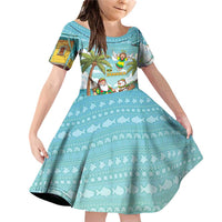 Jamaica Christmas Family Matching Off Shoulder Short Dress and Hawaiian Shirt with Rasta Santa Snowman Hammock Angel Palm Trees and Tropical Beach Design - Wonder Print Shop