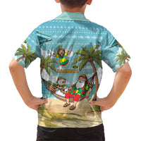 Jamaica Christmas Hawaiian Shirt with Rasta Santa Snowman Hammock Angel Palm Trees and Tropical Beach Design - Wonder Print Shop