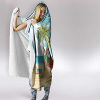 Jamaica Christmas Hooded Blanket with Rasta Santa Snowman Hammock Angel Palm Trees and Tropical Beach Design - Wonder Print Shop