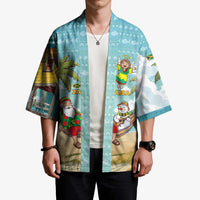 Jamaica Christmas Kimono with Rasta Santa Snowman Hammock Angel Palm Trees and Tropical Beach Design - Wonder Print Shop