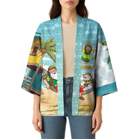 Jamaica Christmas Kimono with Rasta Santa Snowman Hammock Angel Palm Trees and Tropical Beach Design - Wonder Print Shop