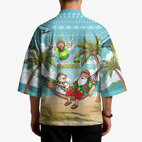 Jamaica Christmas Kimono with Rasta Santa Snowman Hammock Angel Palm Trees and Tropical Beach Design - Wonder Print Shop