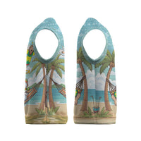 Jamaica Christmas Knitted V-Neck Vest with Rasta Santa Snowman Hammock Angel Palm Trees and Tropical Beach Design - Wonder Print Shop