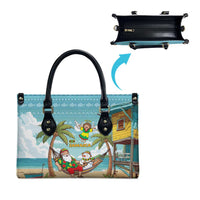 Jamaica Christmas Leather Bag with Rasta Santa Snowman Hammock Angel Palm Trees and Tropical Beach Design - Wonder Print Shop