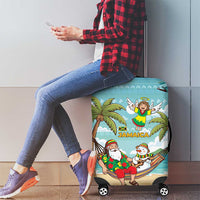 Jamaica Christmas Luggage Cover with Rasta Santa Snowman Hammock Angel Palm Trees and Tropical Beach Design - Wonder Print Shop