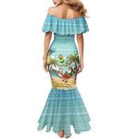 Jamaica Christmas Mermaid Dress with Rasta Santa Snowman Hammock Angel Palm Trees and Tropical Beach Design - Wonder Print Shop