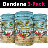 Jamaica Christmas Neck Gaiter with Rasta Santa Snowman Hammock Angel Palm Trees and Tropical Beach Design - Wonder Print Shop