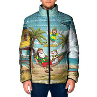 Jamaica Christmas Padded Jacket with Rasta Santa Snowman Hammock Angel Palm Trees and Tropical Beach Design - Wonder Print Shop