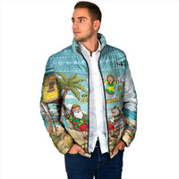 Jamaica Christmas Padded Jacket with Rasta Santa Snowman Hammock Angel Palm Trees and Tropical Beach Design - Wonder Print Shop