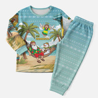 Jamaica Christmas Pajama Set with Rasta Santa Snowman Hammock Angel Palm Trees and Tropical Beach Design - Wonder Print Shop