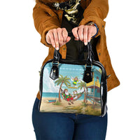 Jamaica Christmas Shoulder Handbag with Rasta Santa Snowman Hammock Angel Palm Trees and Tropical Beach Design - Wonder Print Shop