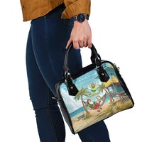 Jamaica Christmas Shoulder Handbag with Rasta Santa Snowman Hammock Angel Palm Trees and Tropical Beach Design - Wonder Print Shop