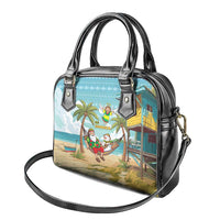 Jamaica Christmas Shoulder Handbag with Rasta Santa Snowman Hammock Angel Palm Trees and Tropical Beach Design - Wonder Print Shop