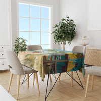 Jamaica Christmas Tablecloth with Rasta Santa Snowman Hammock Angel Palm Trees and Tropical Beach Design - Wonder Print Shop