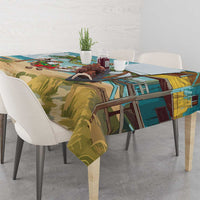 Jamaica Christmas Tablecloth with Rasta Santa Snowman Hammock Angel Palm Trees and Tropical Beach Design - Wonder Print Shop