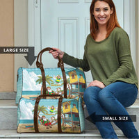 Jamaica Christmas Travel Bag with Rasta Santa Snowman Hammock Angel Palm Trees and Tropical Beach Design - Wonder Print Shop