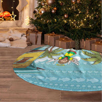 Jamaica Christmas Tree Skirt with Rasta Santa Snowman Hammock Angel Palm Trees and Tropical Beach Design - Wonder Print Shop