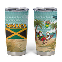 Jamaica Christmas Tumbler Cup with Rasta Santa Snowman Hammock Angel Palm Trees and Tropical Beach Design - Wonder Print Shop