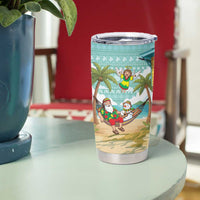Jamaica Christmas Tumbler Cup with Rasta Santa Snowman Hammock Angel Palm Trees and Tropical Beach Design - Wonder Print Shop