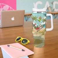 Jamaica Christmas Tumbler With Handle with Rasta Santa Snowman Hammock Angel Palm Trees and Tropical Beach Design - Wonder Print Shop