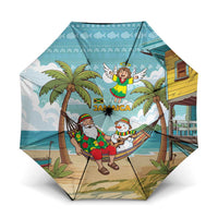 Jamaica Christmas Umbrella with Rasta Santa Snowman Hammock Angel Palm Trees and Tropical Beach Design - Wonder Print Shop