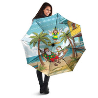 Jamaica Christmas Umbrella with Rasta Santa Snowman Hammock Angel Palm Trees and Tropical Beach Design - Wonder Print Shop