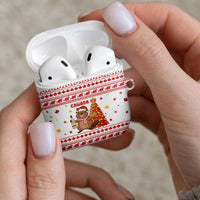 Canada Christmas AirPods Case with Beaver Maple Tree Ice Wine Pie and Red White Knit Pattern Design - Wonder Print Shop