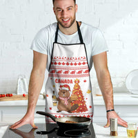 Canada Christmas Apron with Beaver Maple Tree Ice Wine Pie and Red White Knit Pattern Design - Wonder Print Shop