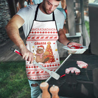 Canada Christmas Apron with Beaver Maple Tree Ice Wine Pie and Red White Knit Pattern Design - Wonder Print Shop