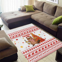 Canada Christmas Area Rug with Beaver Maple Tree Ice Wine Pie and Red White Knit Pattern Design - Wonder Print Shop