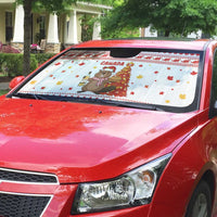 Canada Christmas Auto Sun Shade with Beaver Maple Tree Ice Wine Pie and Red White Knit Pattern Design - Wonder Print Shop