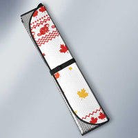 Canada Christmas Auto Sun Shade with Beaver Maple Tree Ice Wine Pie and Red White Knit Pattern Design - Wonder Print Shop