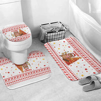 Canada Christmas Bathroom Set with Beaver Maple Tree Ice Wine Pie and Red White Knit Pattern Design - Wonder Print Shop