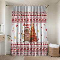 Canada Christmas Bathroom Set with Beaver Maple Tree Ice Wine Pie and Red White Knit Pattern Design - Wonder Print Shop