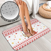 Canada Christmas Bathroom Set with Beaver Maple Tree Ice Wine Pie and Red White Knit Pattern Design - Wonder Print Shop