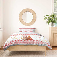 Canada Christmas Bedding Set with Beaver Maple Tree Ice Wine Pie and Red White Knit Pattern Design - Wonder Print Shop