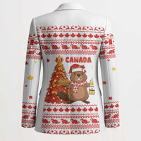 Canada Christmas Blazer with Beaver Maple Tree Ice Wine Pie and Red White Knit Pattern Design - Wonder Print Shop