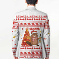 Canada Christmas Blazer with Beaver Maple Tree Ice Wine Pie and Red White Knit Pattern Design - Wonder Print Shop