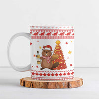 Canada Christmas Ceramic Mug with Beaver Maple Tree Ice Wine Pie and Red White Knit Pattern Design - Wonder Print Shop