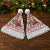 Canada Christmas Santa Hat with Beaver Maple Tree Ice Wine Pie and Red White Knit Pattern Design - Wonder Print Shop