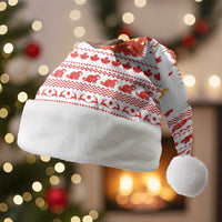Canada Christmas Santa Hat with Beaver Maple Tree Ice Wine Pie and Red White Knit Pattern Design - Wonder Print Shop