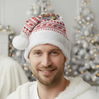 Canada Christmas Santa Hat with Beaver Maple Tree Ice Wine Pie and Red White Knit Pattern Design - Wonder Print Shop