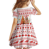 Canada Christmas Family Matching Off Shoulder Maxi Dress and Hawaiian Shirt with Beaver Maple Tree Ice Wine Pie and Red White Knit Pattern Design - Wonder Print Shop