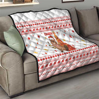 Canada Christmas Quilt with Beaver Maple Tree Ice Wine Pie and Red White Knit Pattern Design - Wonder Print Shop