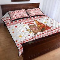 Canada Christmas Quilt Bed Set with Beaver Maple Tree Ice Wine Pie and Red White Knit Pattern Design - Wonder Print Shop