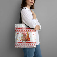 Canada Christmas Tote Bag with Beaver Maple Tree Ice Wine Pie and Red White Knit Pattern Design - Wonder Print Shop