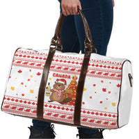 Canada Christmas Travel Bag with Beaver Maple Tree Ice Wine Pie and Red White Knit Pattern Design - Wonder Print Shop